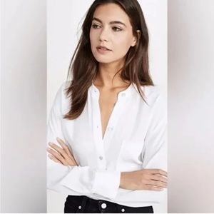Vince women relaxed band collar blouse off white Shirt Like new
